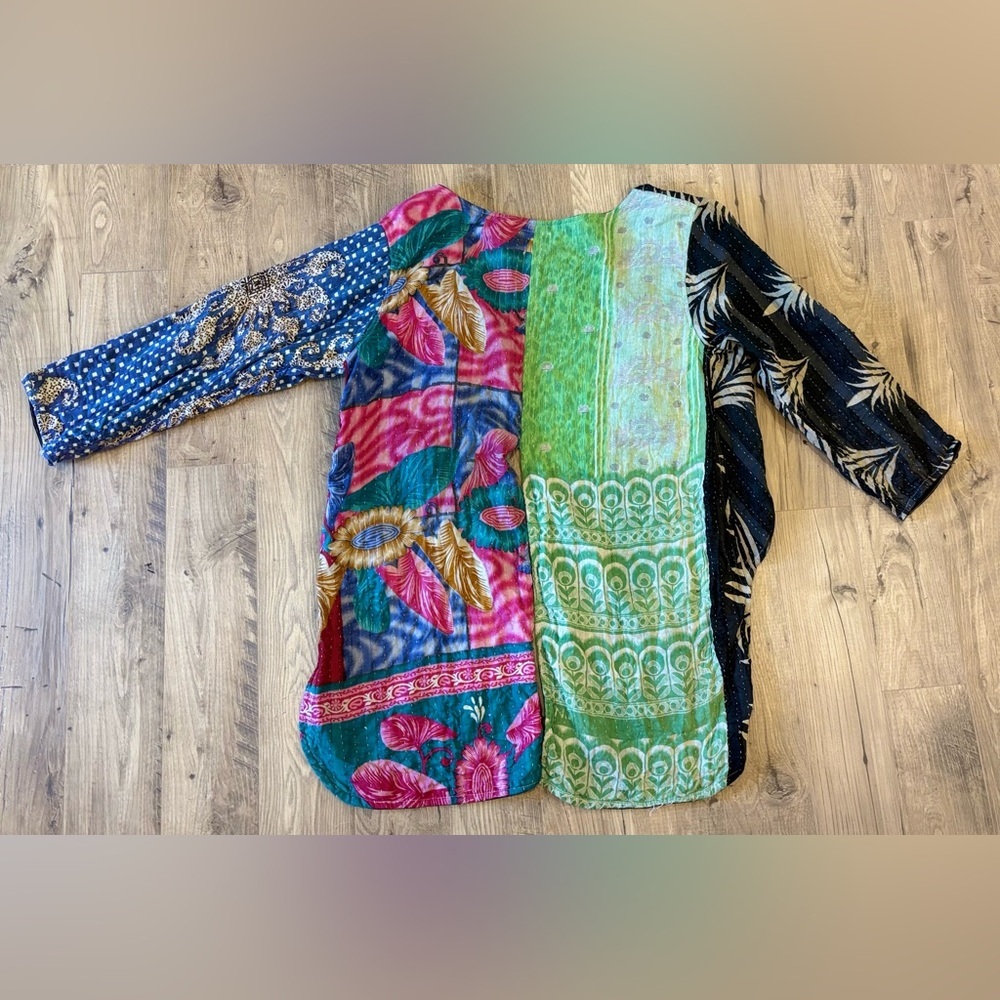 Kantha Karma Handcrafted Patchwork Open-Front Swe… - image 2